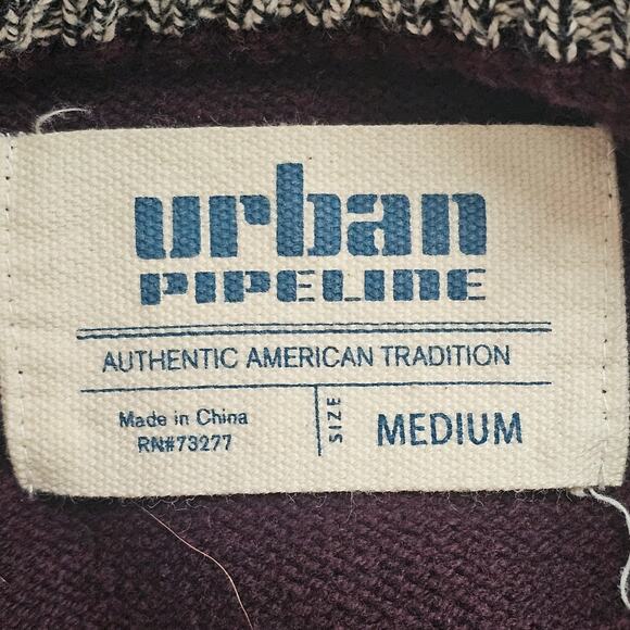 Urban Pipeline Sweater Mens Medium Purple Crewneck Pullover Deer Head Cotton - Picture 9 of 12